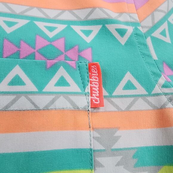 Chubbies Shirt Mens Small En Fuego Wild Short Sleeve Popover Polo Aztec Beach - Picture 11 of 16